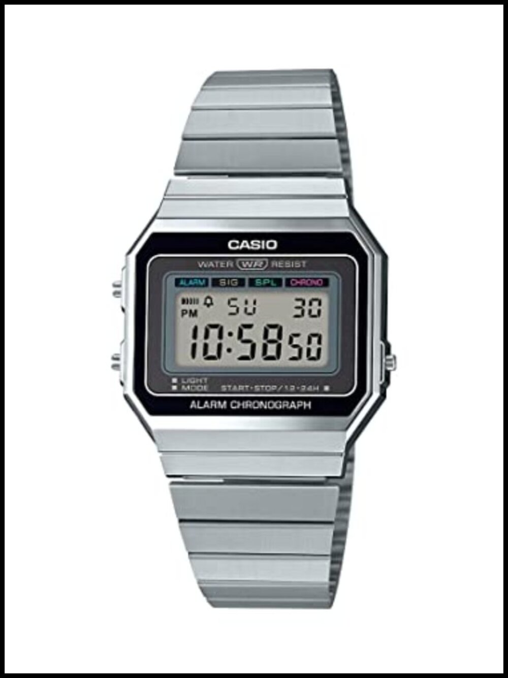 Casio Vintage Digital Watch Ultra Slim Stainless Steel Bracelet Retro Square
